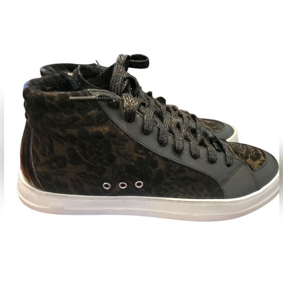 P448 Skater Womens Sneaker Black Brown Faux Leather Handmade Italy US 8.5 NIB - Picture 5 of 15